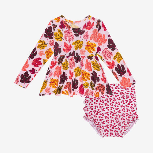 Autumn Long Sleeve Peplum Ruffled Bummie Set