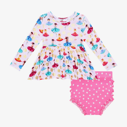 Adalyn Long Sleeve Peplum Ruffled Bummie Set