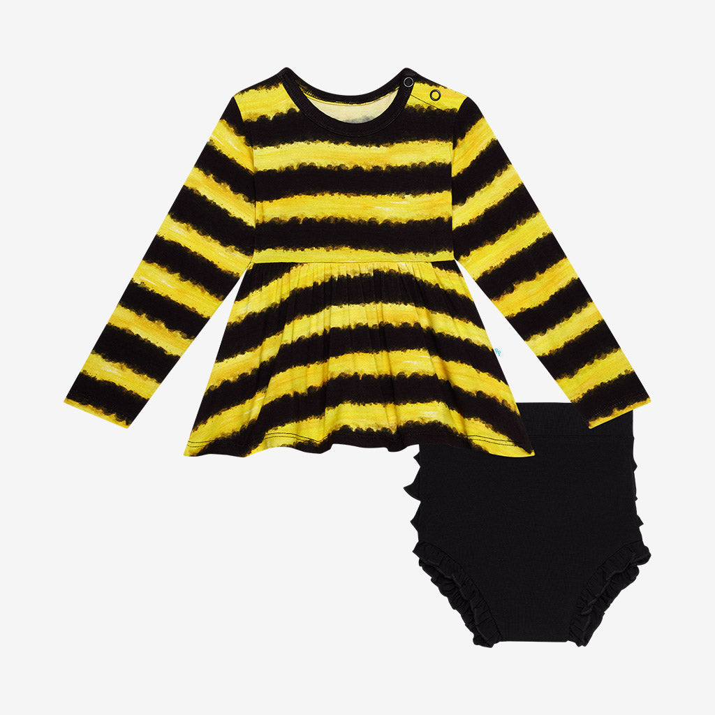 Baylor Long Sleeve Peplum Ruffled Bummie Set