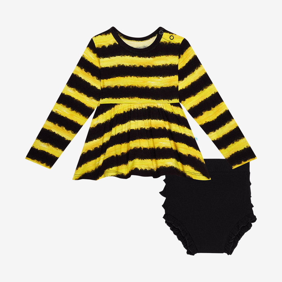Baylor Long Sleeve Peplum Ruffled Bummie Set
