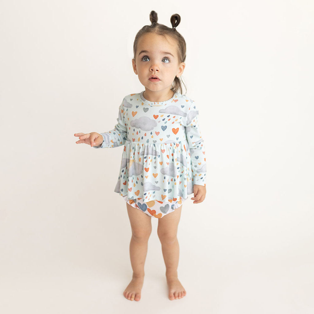 Briella Long Sleeve Peplum Ruffled Bummie Set