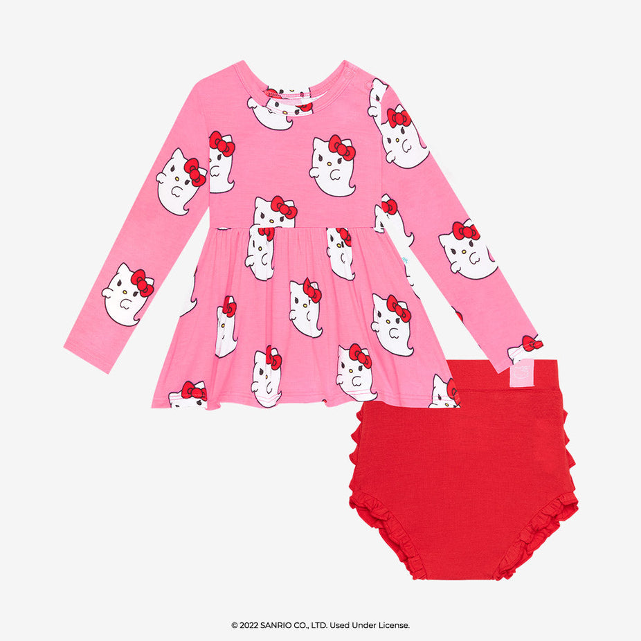 Hello Kitty® Ghost Long Sleeve Peplum Ruffled Bummie Set