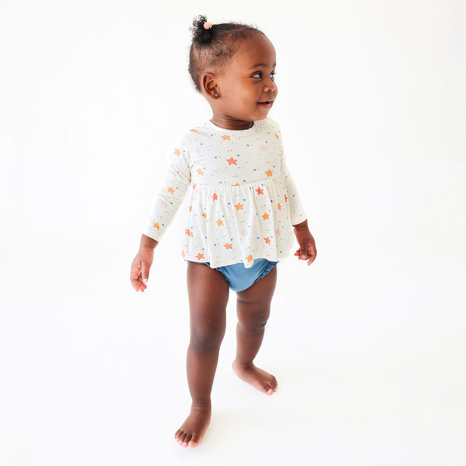 Jetson Long Sleeve Peplum Ruffled Bummie Set
