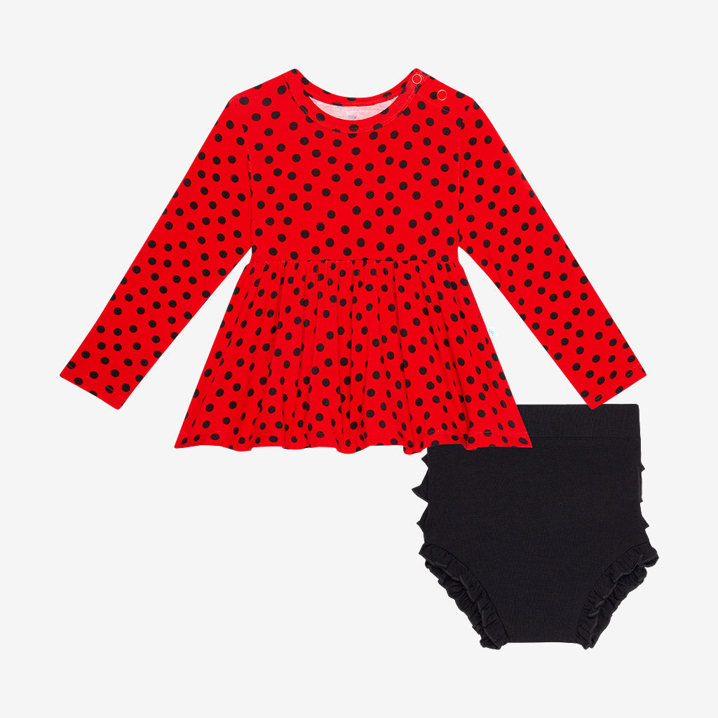 Mylah Long Sleeve Peplum Ruffled Bummie Set