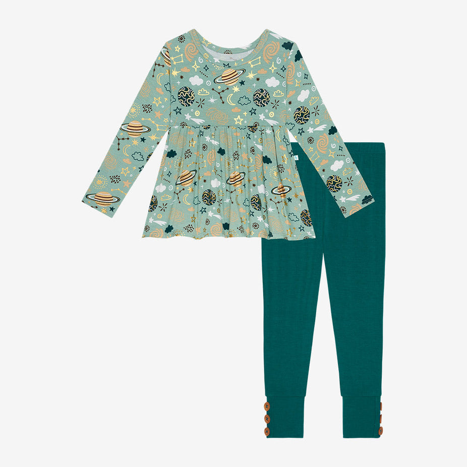To The Stars Long Sleeve Peplum Legging Set