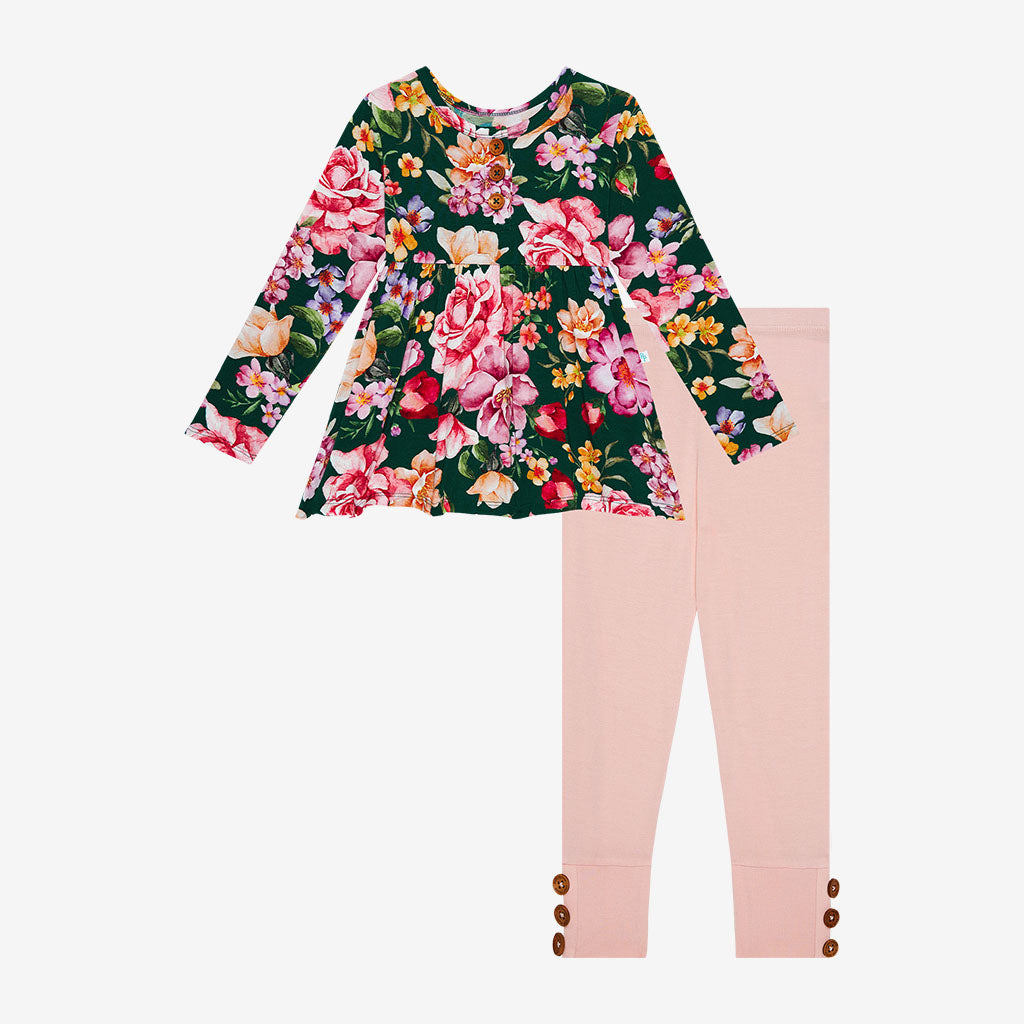 Arsine Long Sleeve Henley Peplum Legging Set