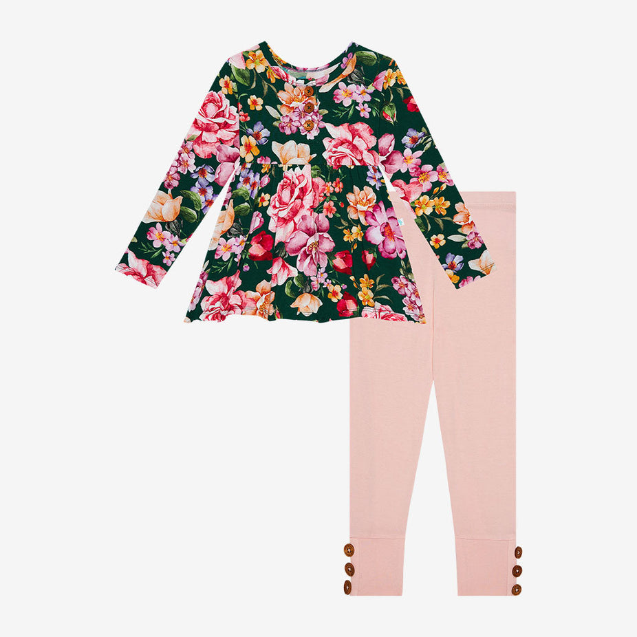 Arsine Long Sleeve Henley Peplum Legging Set