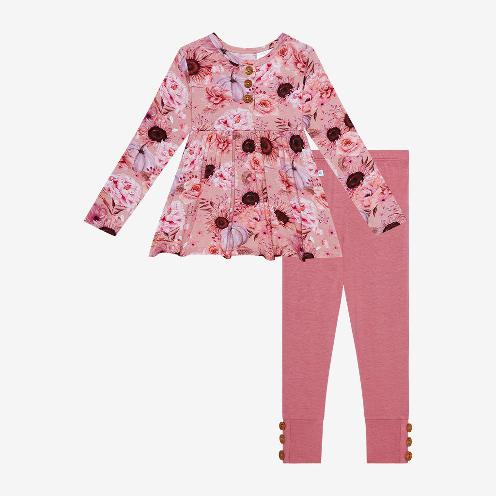 Liliana Long Sleeve Henley Peplum Legging Set