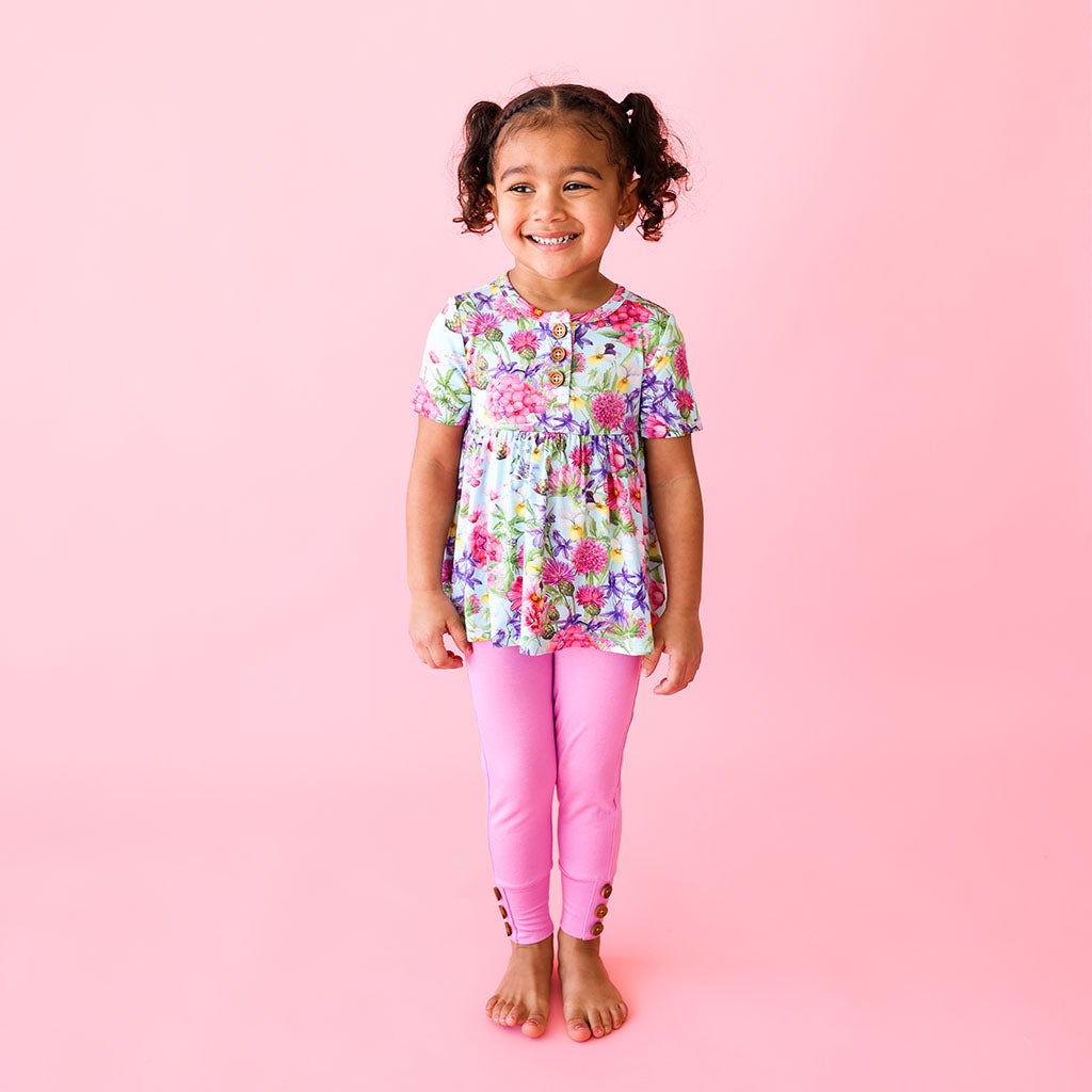 Hadley Short Sleeve Henley Peplum Legging Set