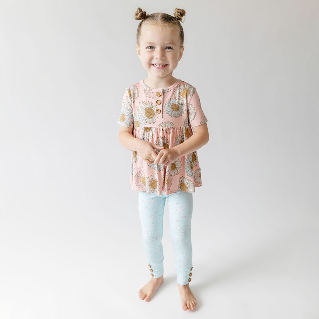 Millie Short Sleeve Henley Peplum Legging Set