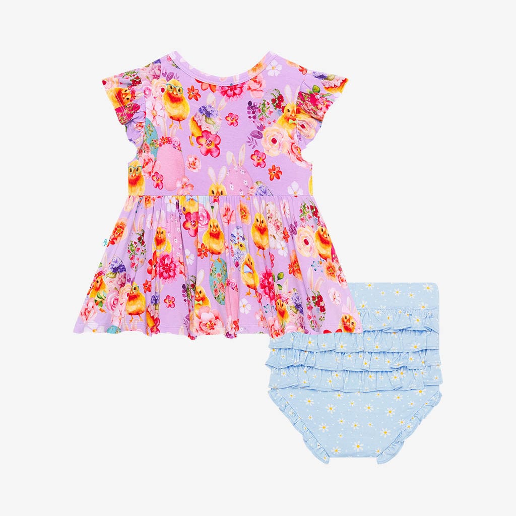 Azalea Ruffled Cap Sleeve Peplum Ruffled Bummie Set