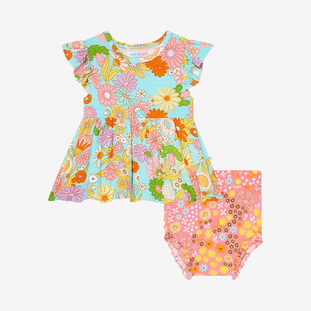 Dream Ruffled Cap Sleeve Peplum Ruffled Bummie Set