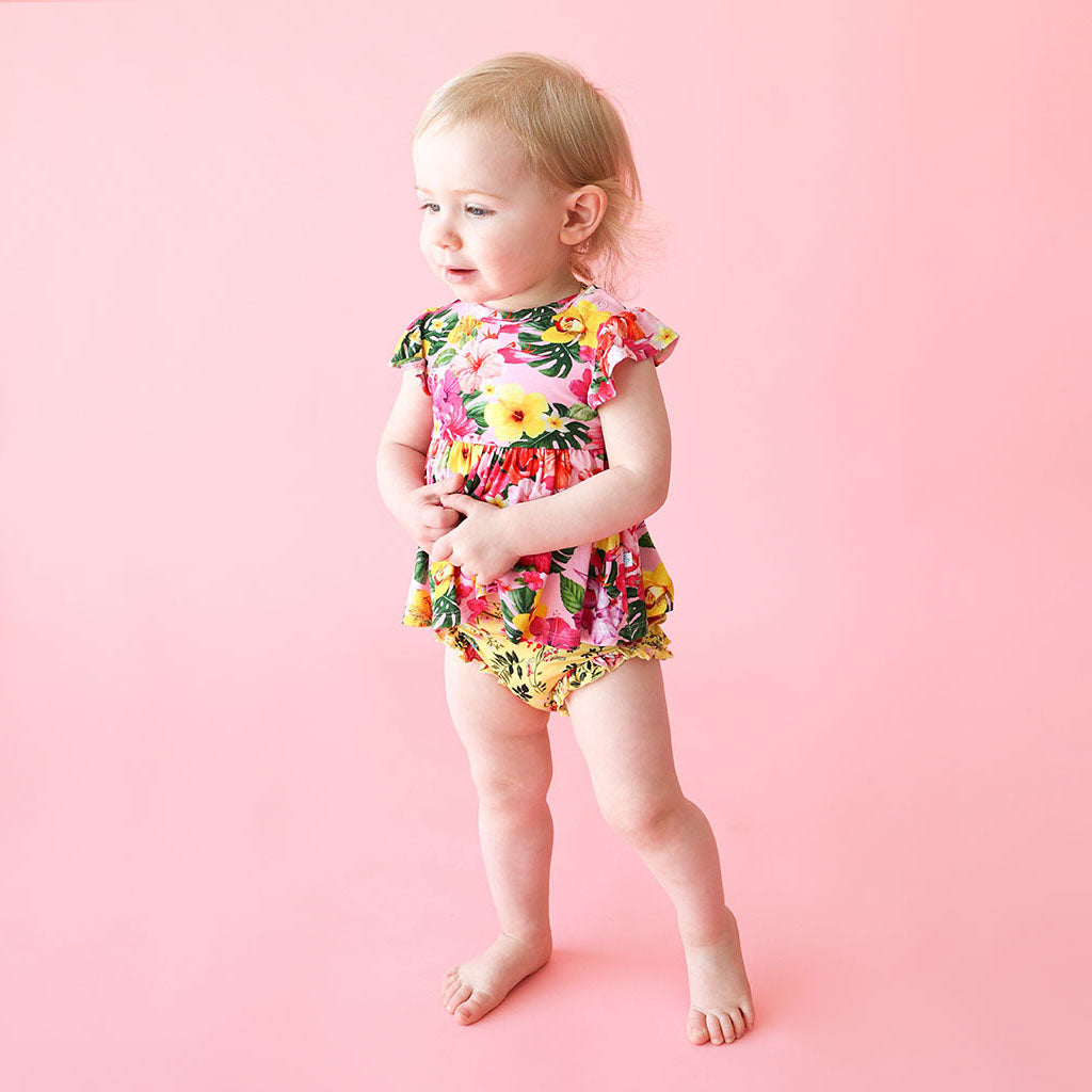 Malana Ruffled Cap Sleeve Peplum Ruffled Bummie Set
