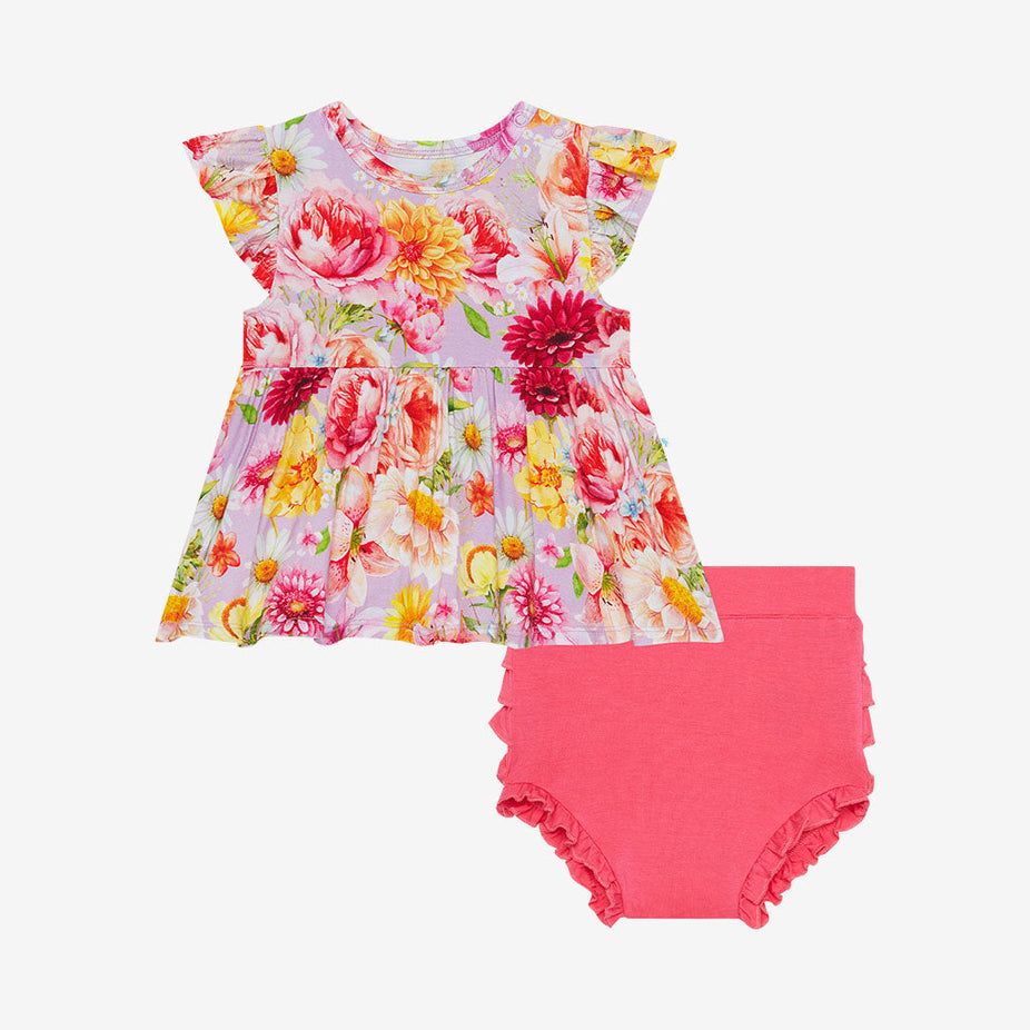 Nala Ruffled Cap Sleeve Peplum Ruffled Bummie Set