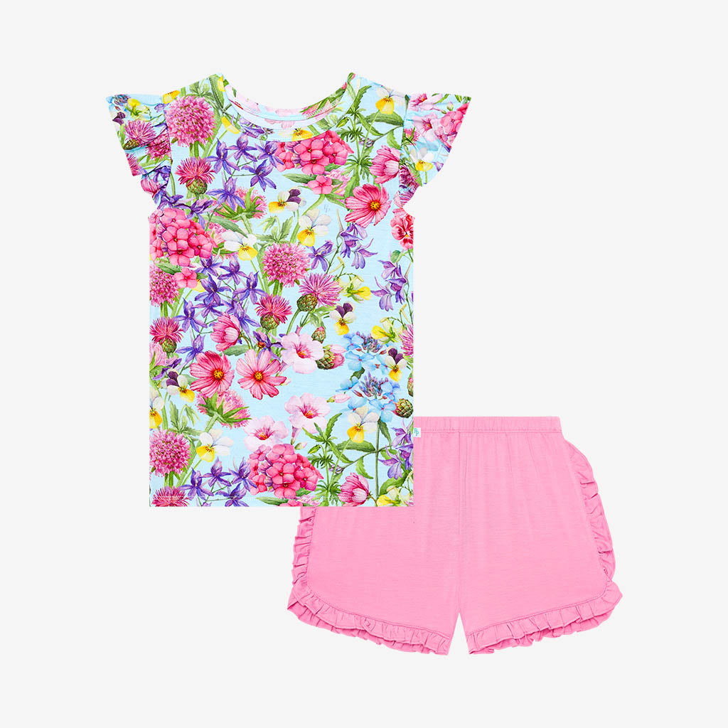 Hadley Ruffled Cap Sleeve Top Ruffled Short Set