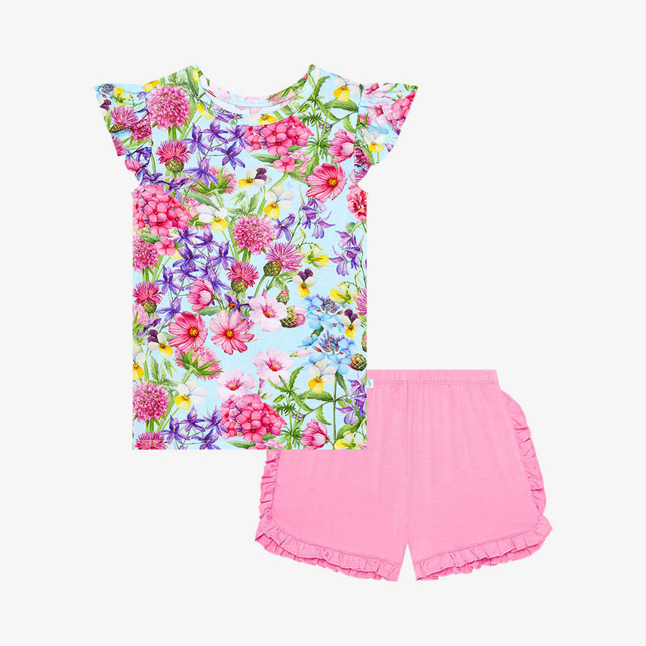 Hadley Ruffled Cap Sleeve Top Ruffled Short Set