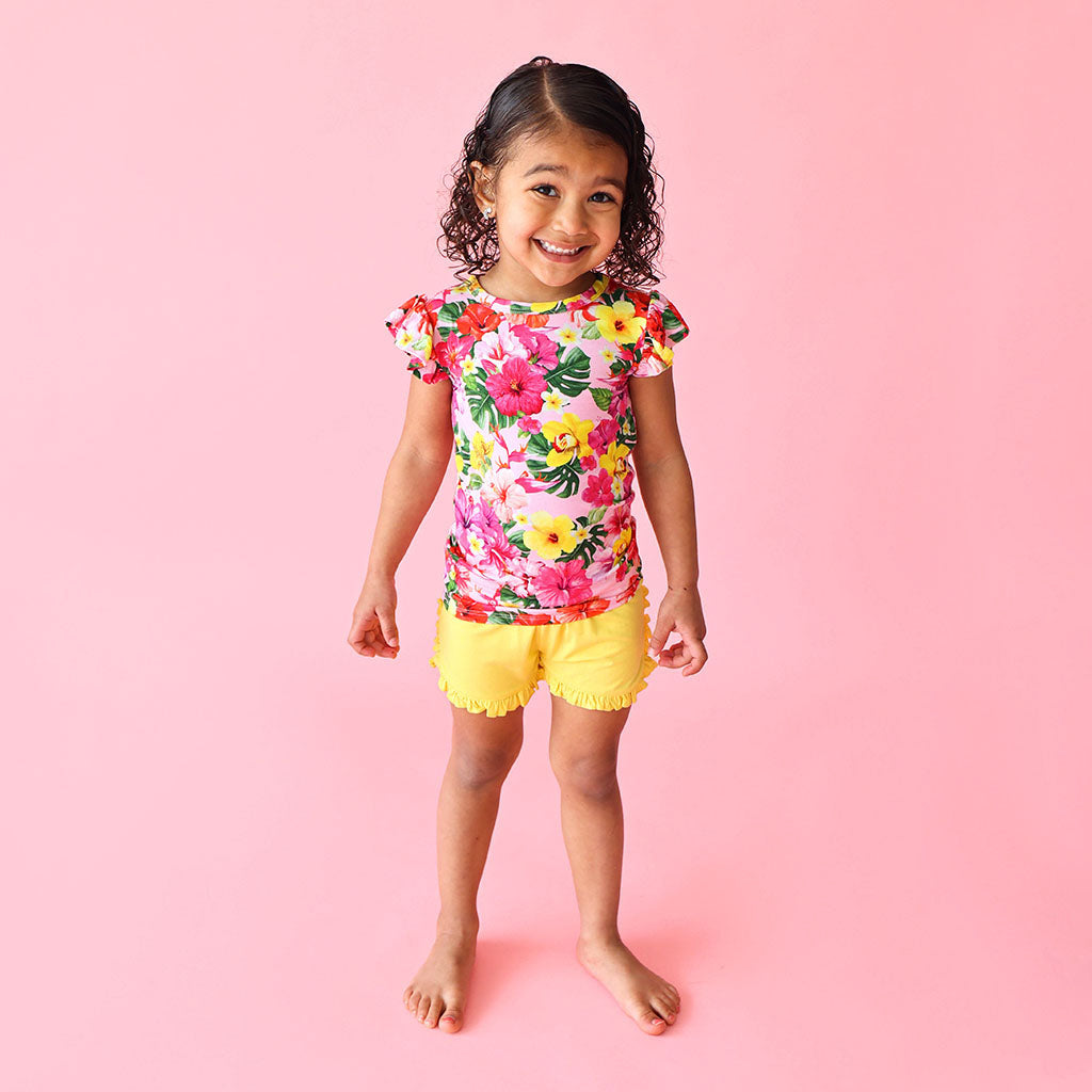 Malana Ruffled Cap Sleeve Top Ruffled Short Set
