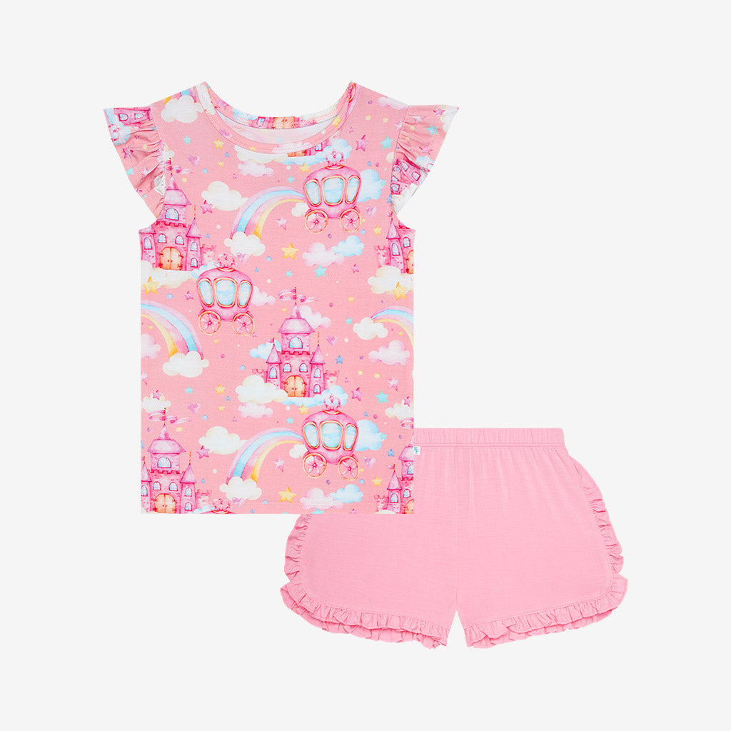 Posh Castle Ruffled Cap Sleeve Top Ruffled Short Set