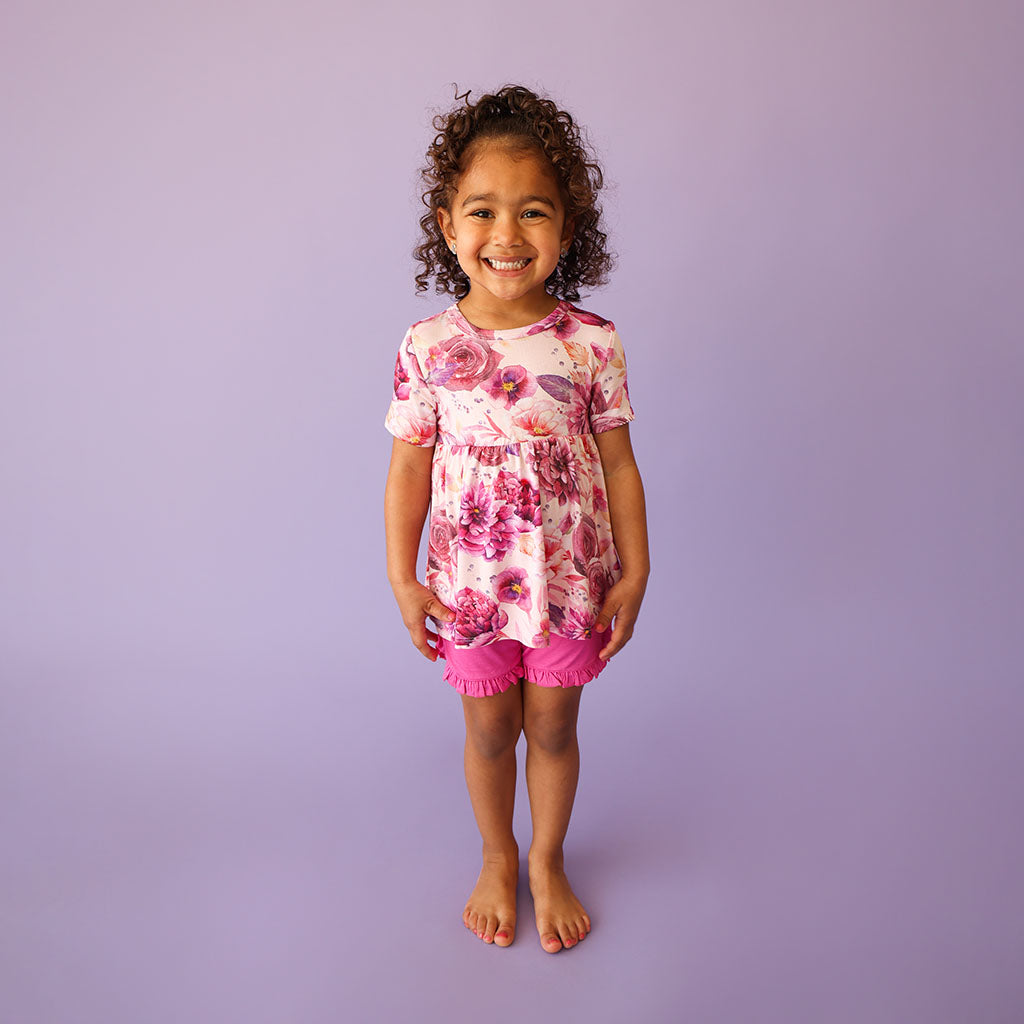 Amira Short Sleeve Peplum Ruffled Short Set