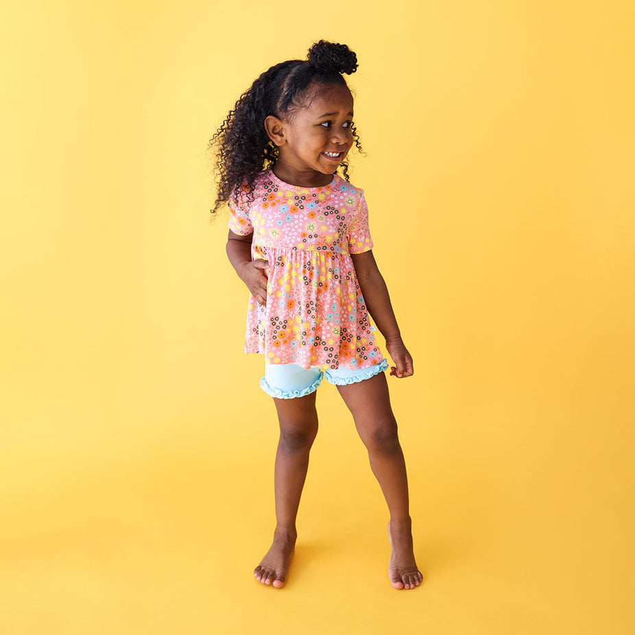 Dawn Short Sleeve Peplum Ruffled Short Set