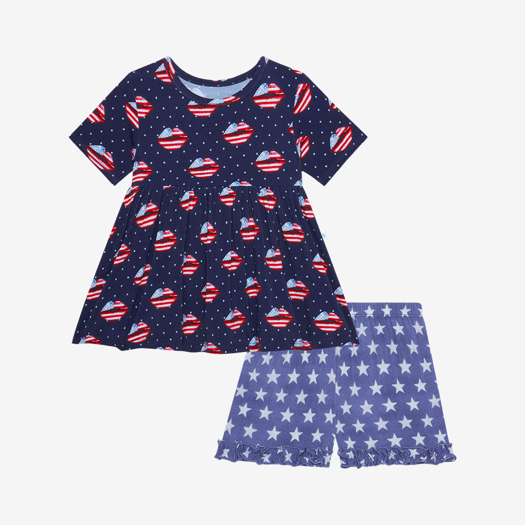 July Kisses Short Sleeve Peplum Ruffled Short Set
