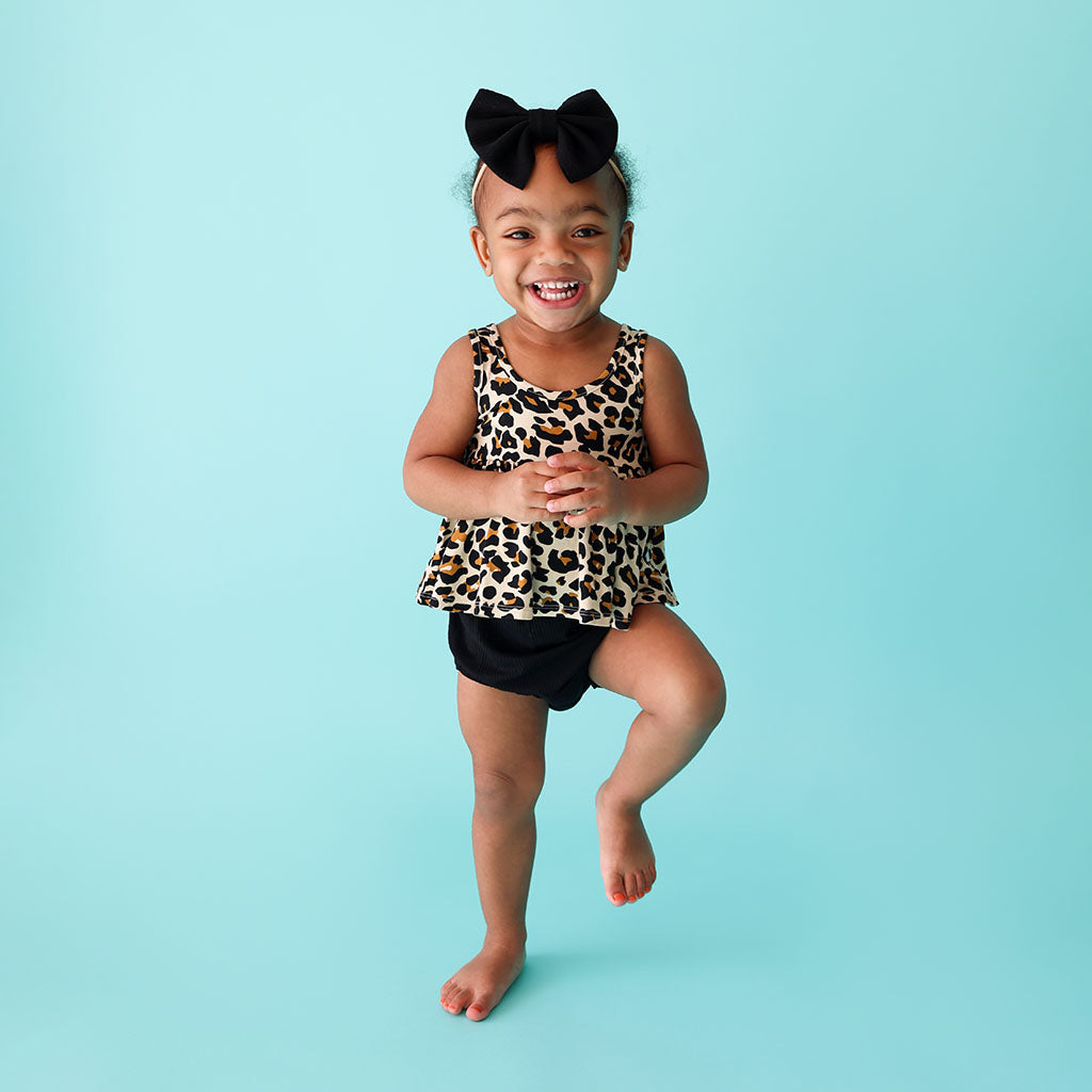 Lana Leopard Tan Peplum Bummie Set