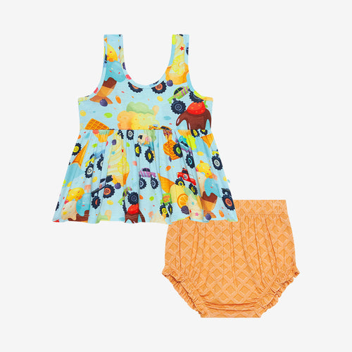 Monster Trucks Peplum Bummie Set