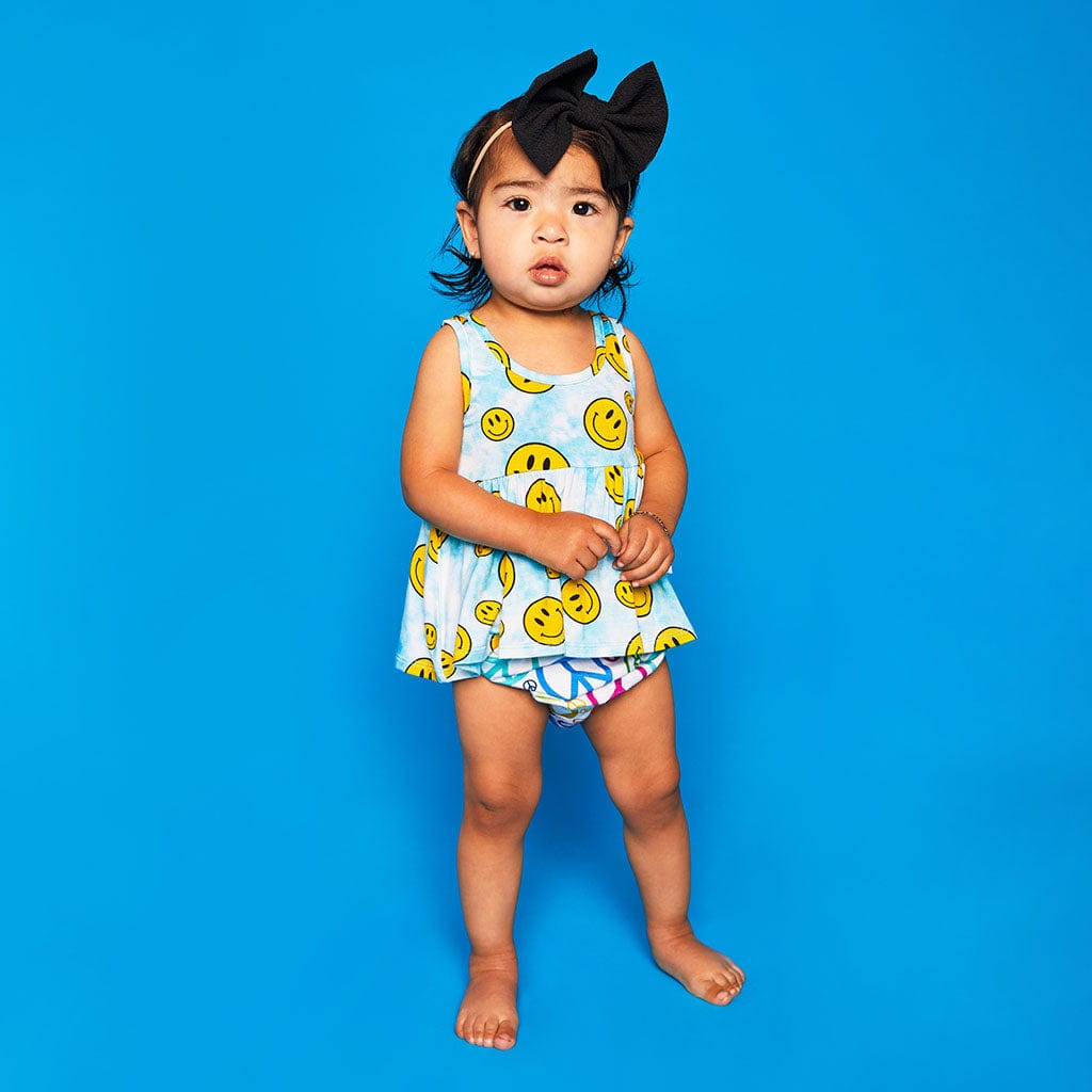 Happy Tie Dye Peplum Bummie Set