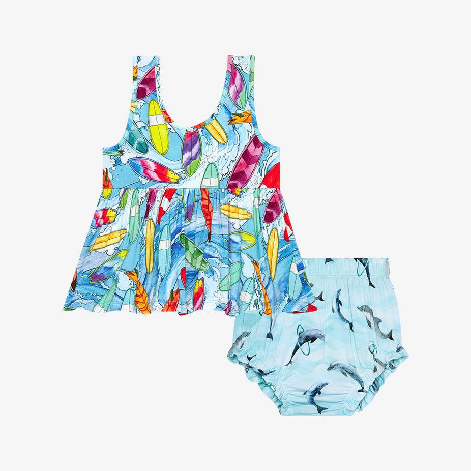 Wave Peplum Bummie Set