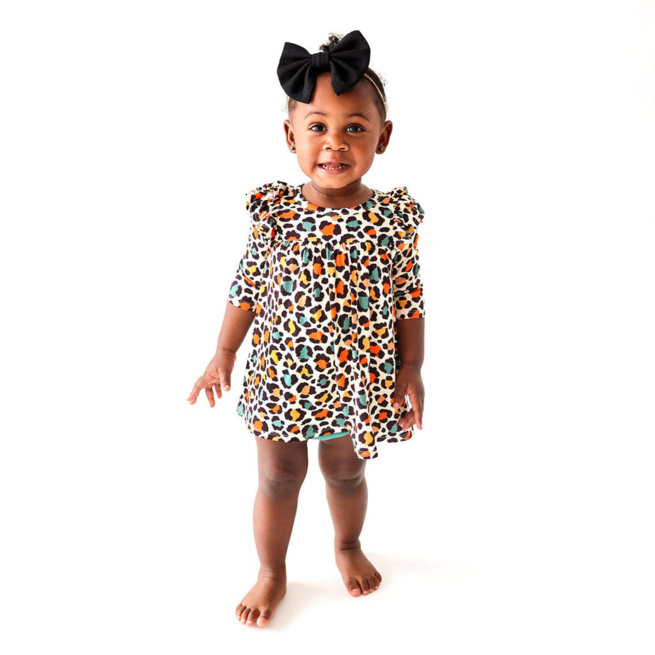 Declan 3/4 Sleeve Flutter Dress Bummie Set