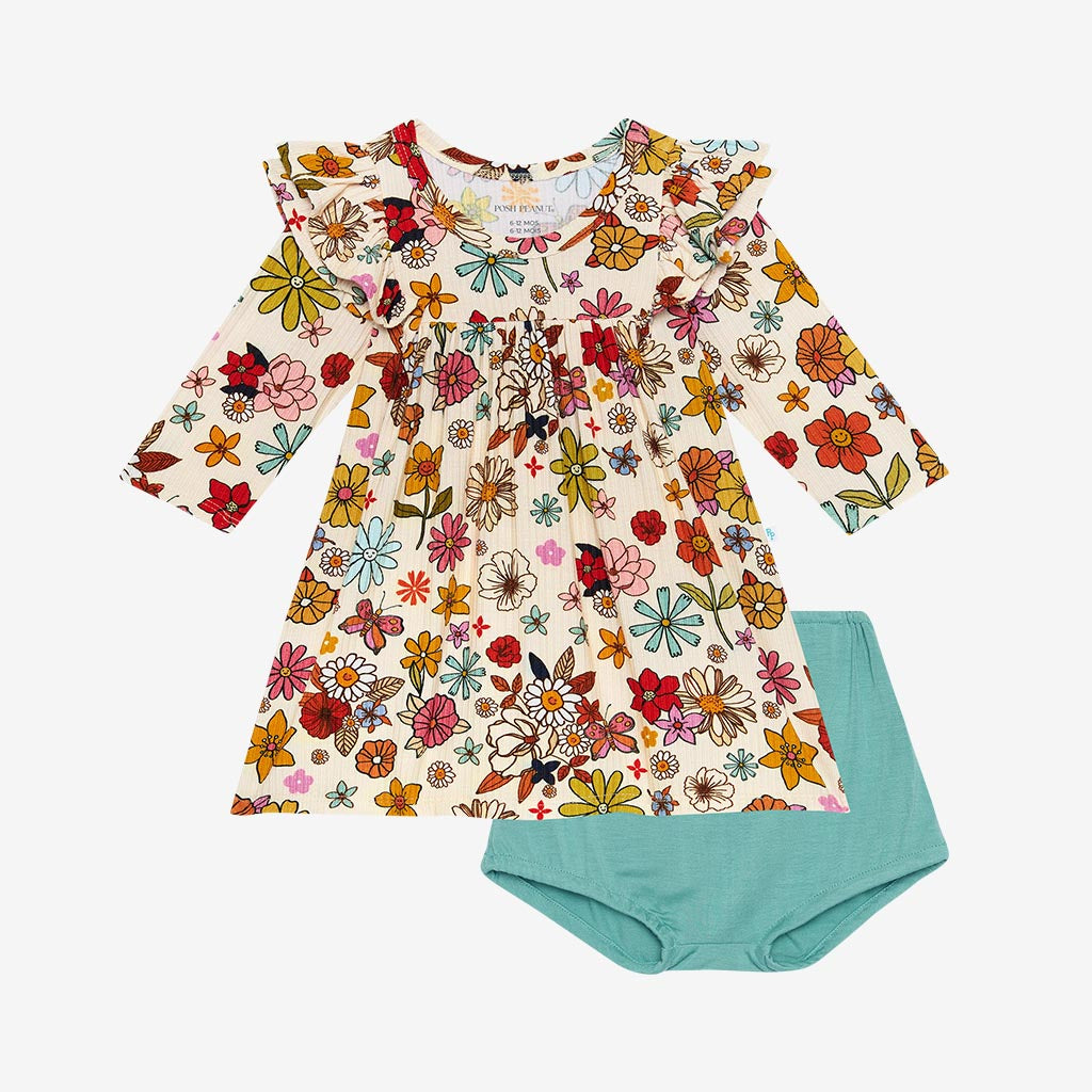Sarineh 3/4 Sleeve Flutter Dress Bummie Set