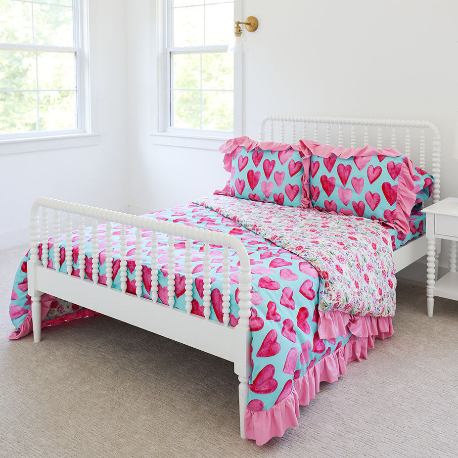 Queen of Hearts Ruffled Duvet Cover Set