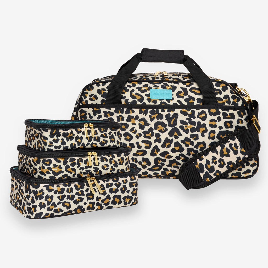 Lana Leopard Tan Duffle Bag & Travel Cubes Bundle