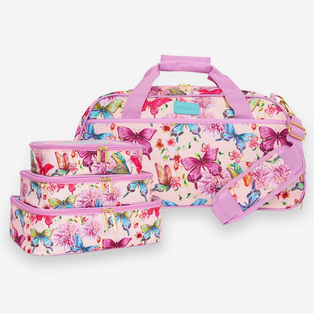 Watercolor Butterfly Duffle Bag & Travel Cubes Bundle