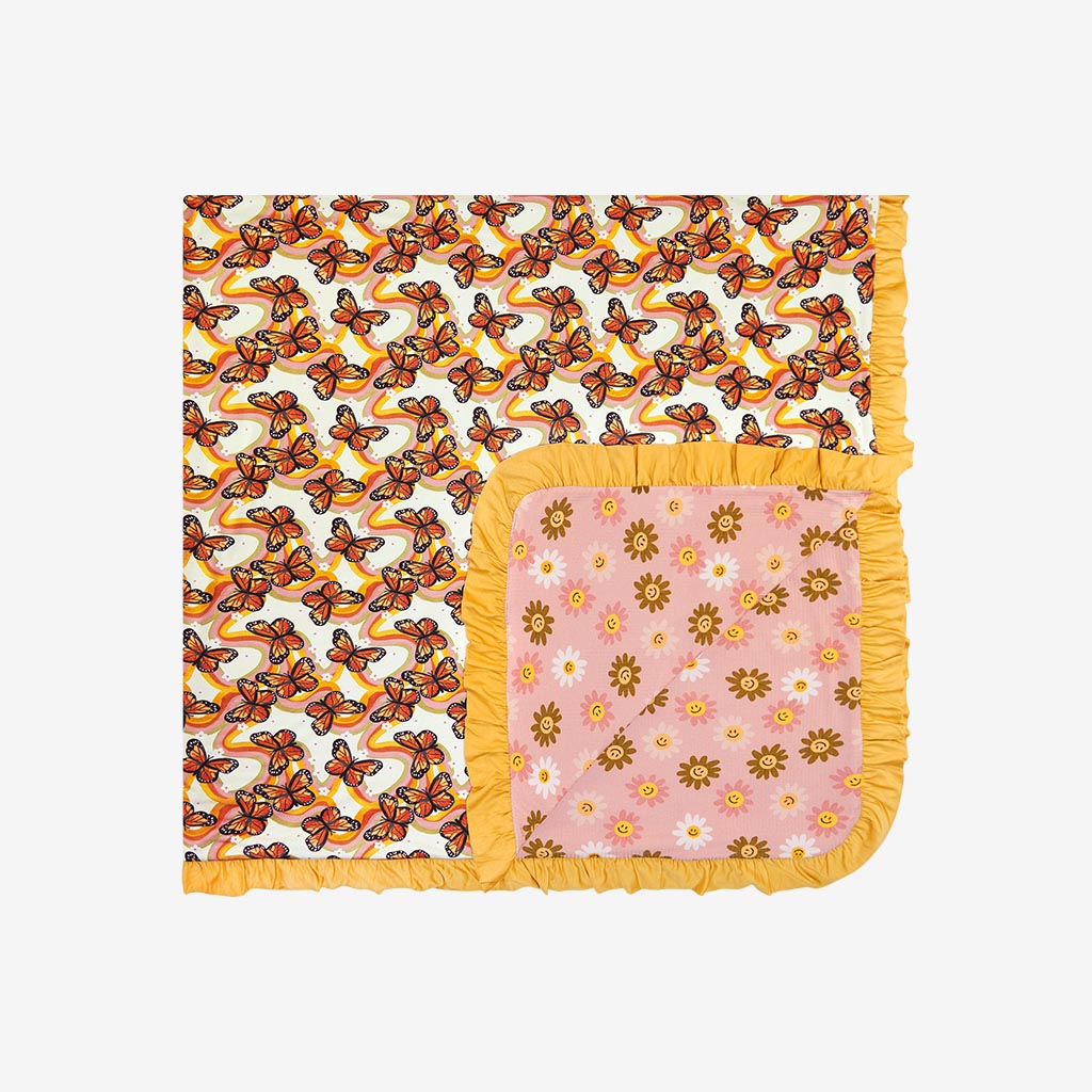 Bowie & Fall Flower Power Ruffled Luxe Patoo® Blanket