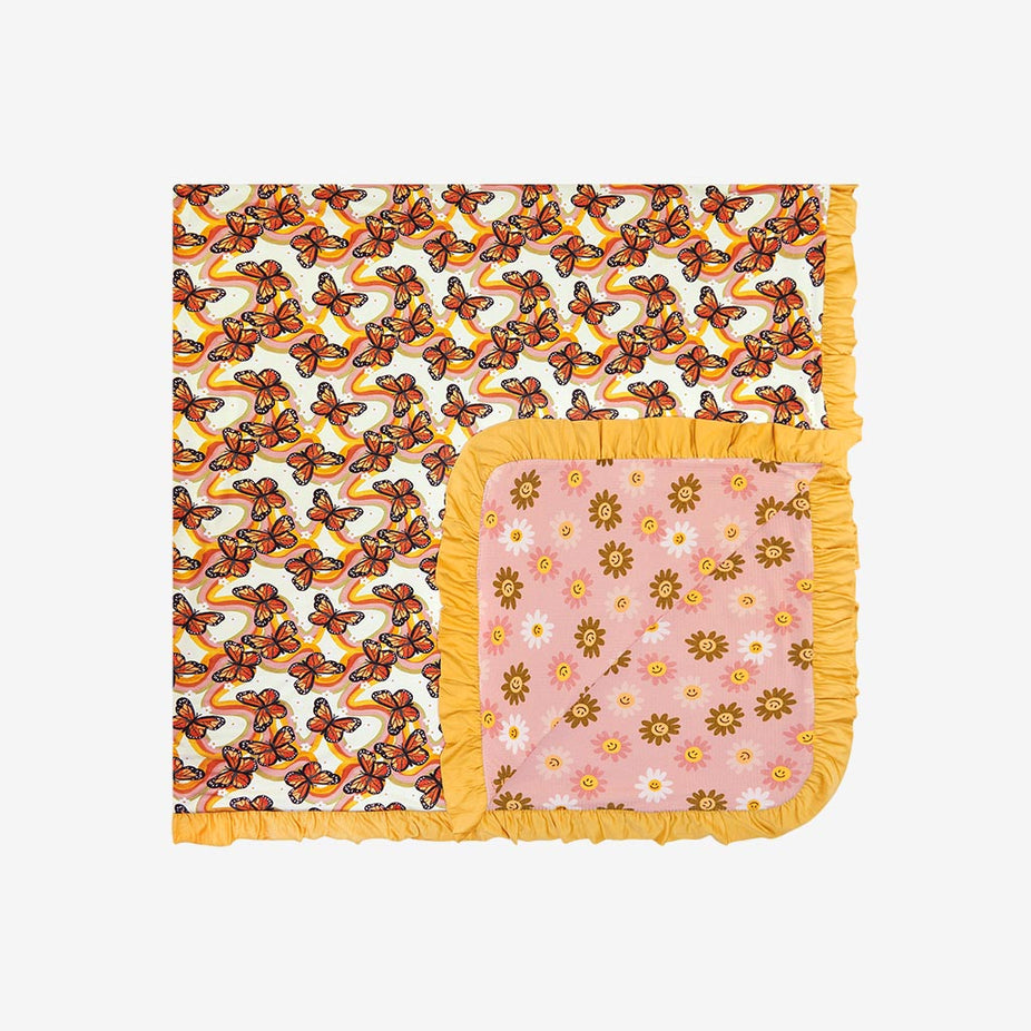 Bowie & Fall Flower Power Ruffled Luxe Patoo® Blanket