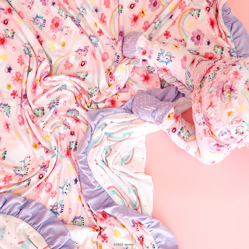 Fisher-Price™ Unicorn & Fisher-Price™ Rainbow Ruffled Luxe Patoo® Blanket