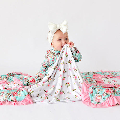 Spring Rose & Selena Joy Ruffled Luxe Patoo® Blanket