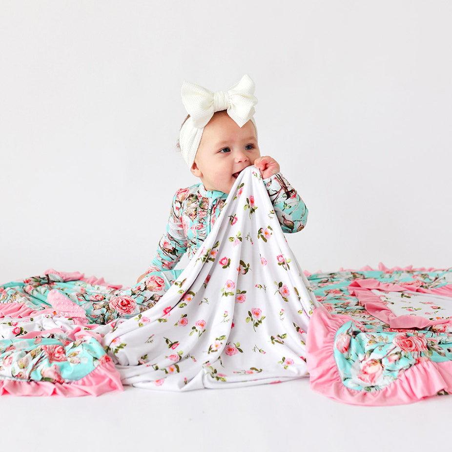 Spring Rose & Selena Joy Ruffled Luxe Patoo® Blanket