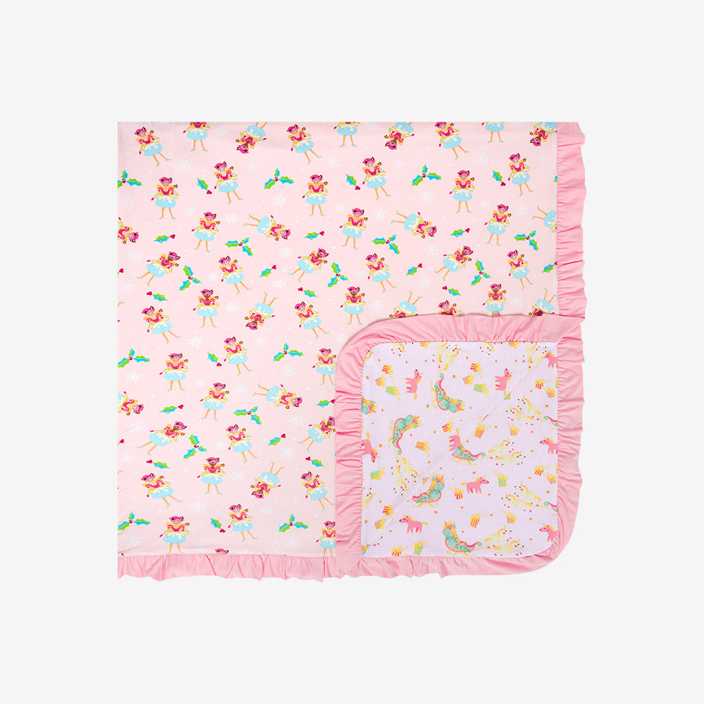 Glitterville™ Sugarplum Pixie & Glitterville™ Parisian Sleigh Ruffled Luxe Patoo® Blanket