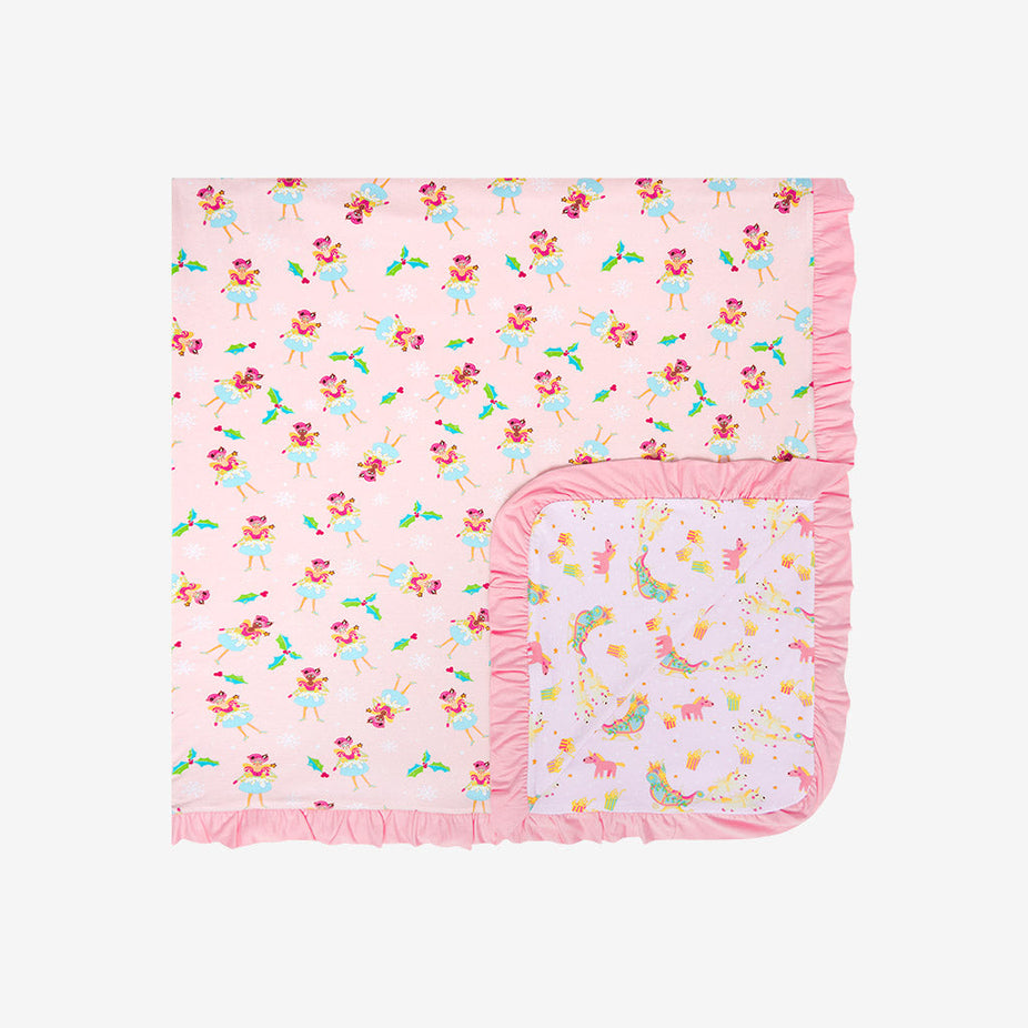 Glitterville™ Sugarplum Pixie & Glitterville™ Parisian Sleigh Ruffled Luxe Patoo® Blanket