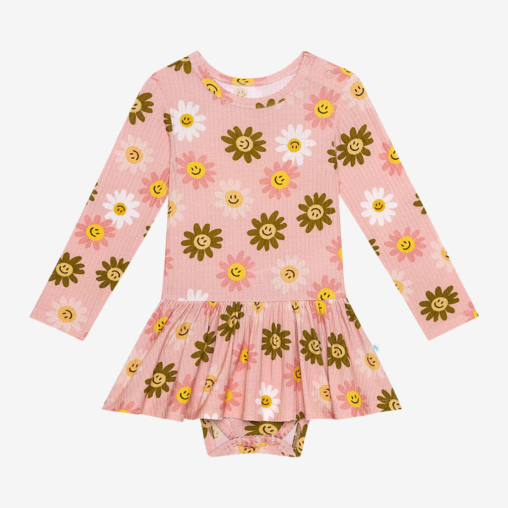 Fall Flower Power Long Sleeve Twirl Skirt Bodysuit