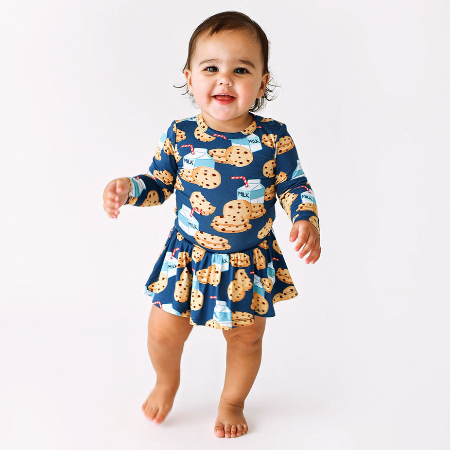 Milk and Cookies Long Sleeve Twirl Skirt Bodysuit