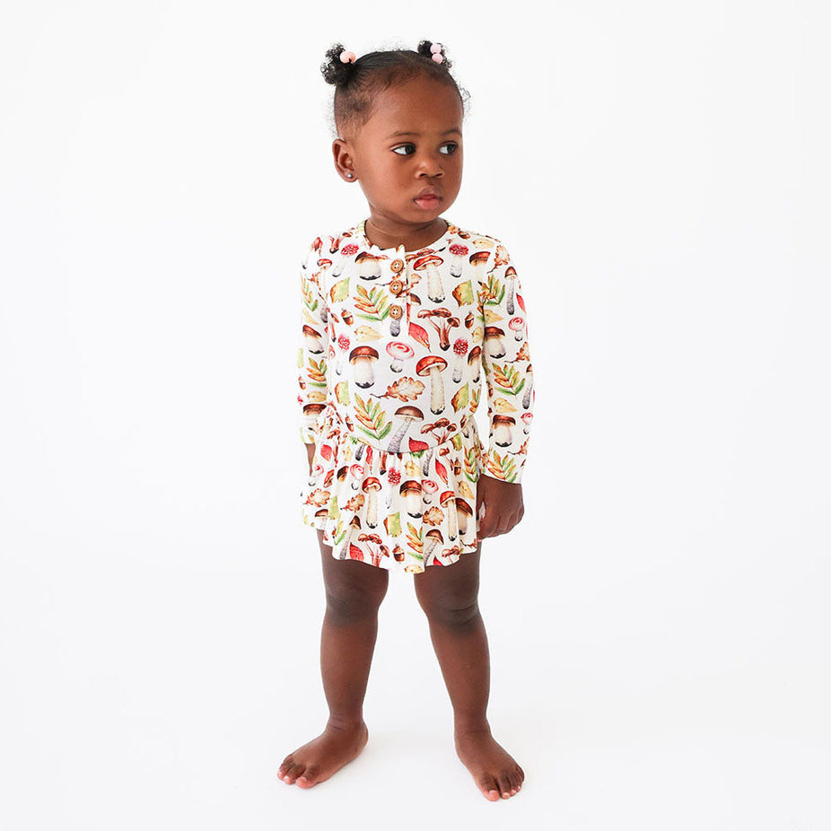 Alba Long Sleeve Henley Twirl Skirt Bodysuit