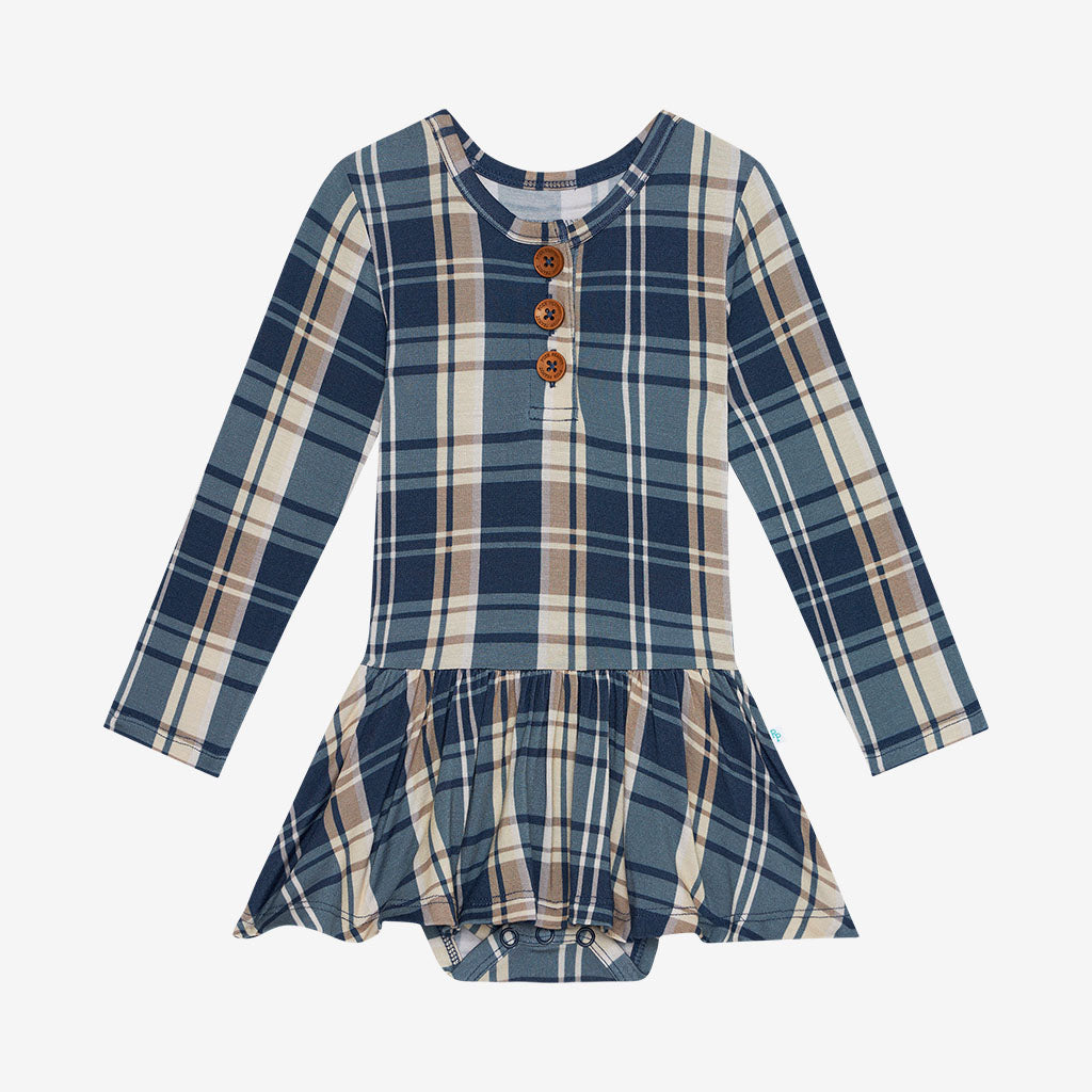 Joseph Long Sleeve Henley Twirl Skirt Bodysuit