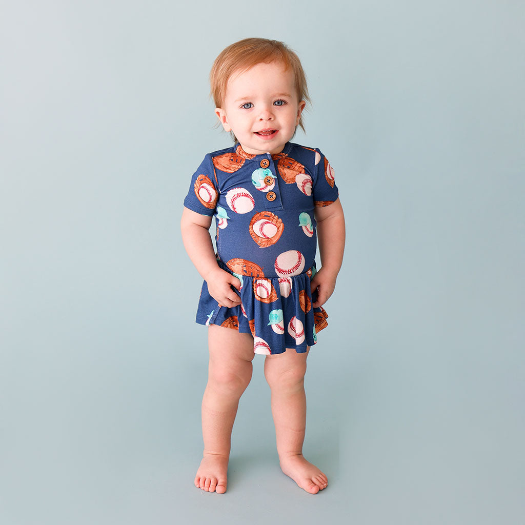 Homer Short Sleeve Henley Twirl Skirt Bodysuit