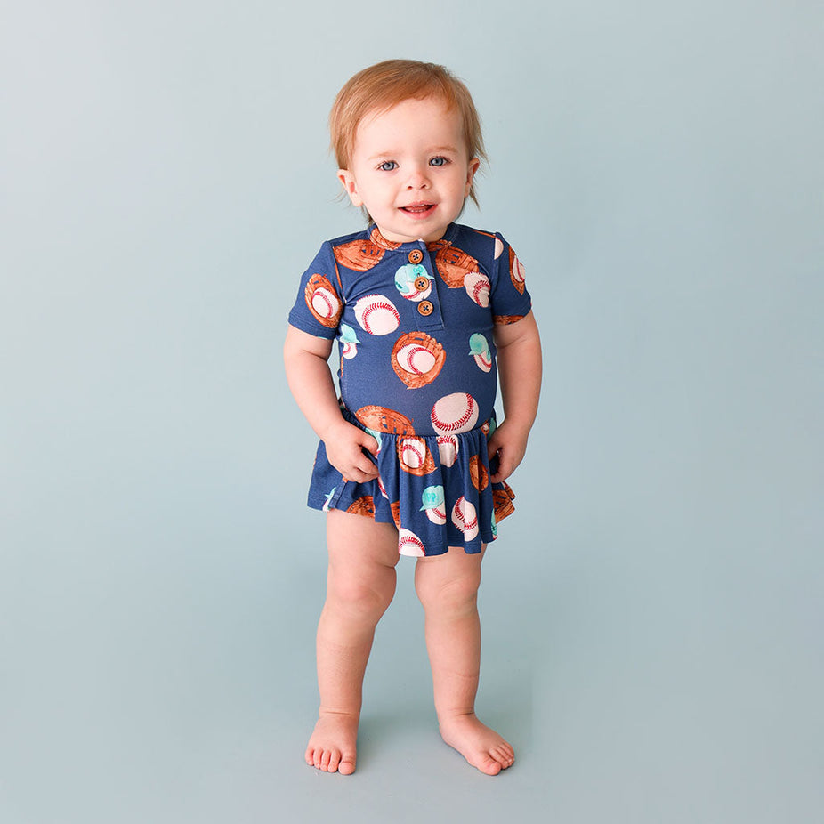 Homer Short Sleeve Henley Twirl Skirt Bodysuit
