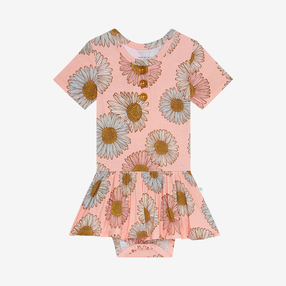 Millie Short Sleeve Henley Twirl Skirt Bodysuit