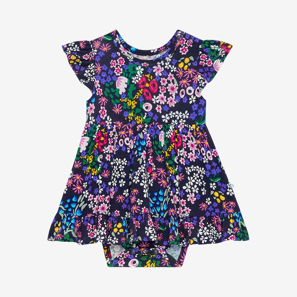 Endra Ruffled Twirl Bodysuit Dress