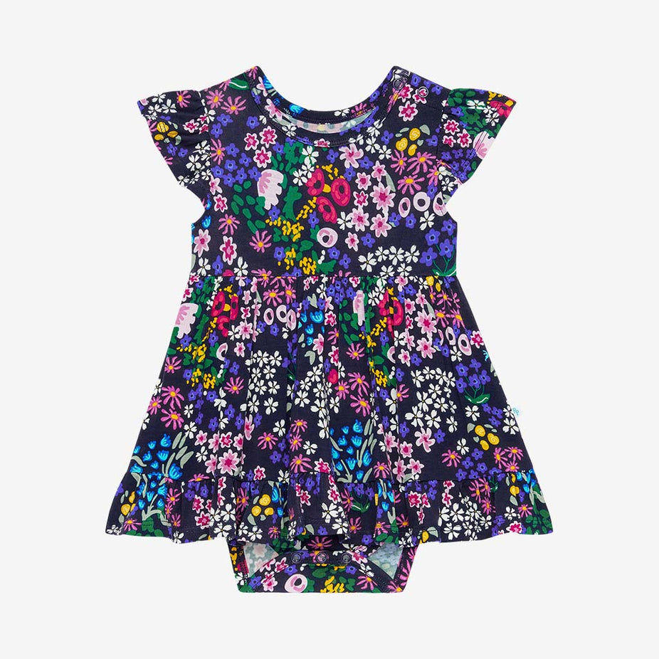 Endra Ruffled Twirl Bodysuit Dress